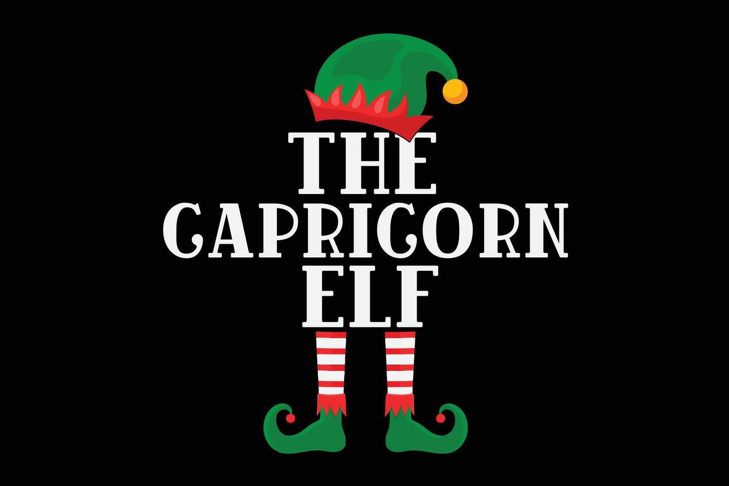 Capricorn Elf Zodiac Christmas Birthday T-Shirt Design vector