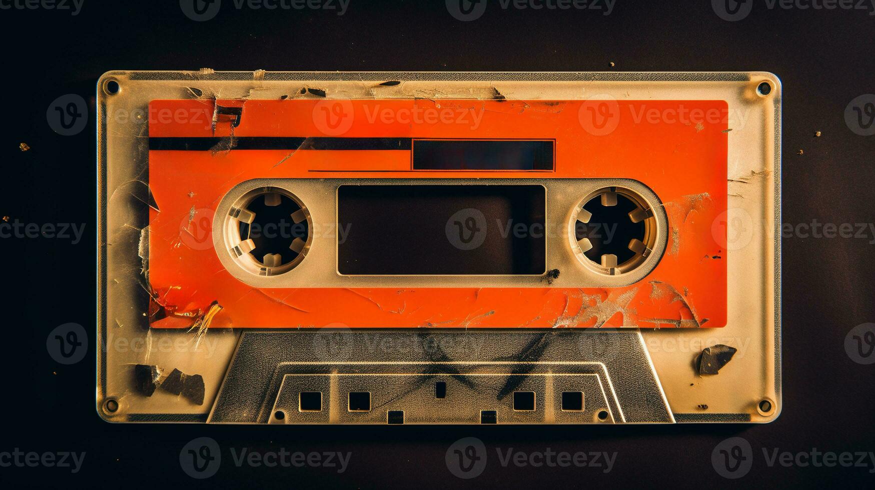 AI generated Generative AI, photo of old audio tape cassette, vintage nostalgic object for the design of the 80s