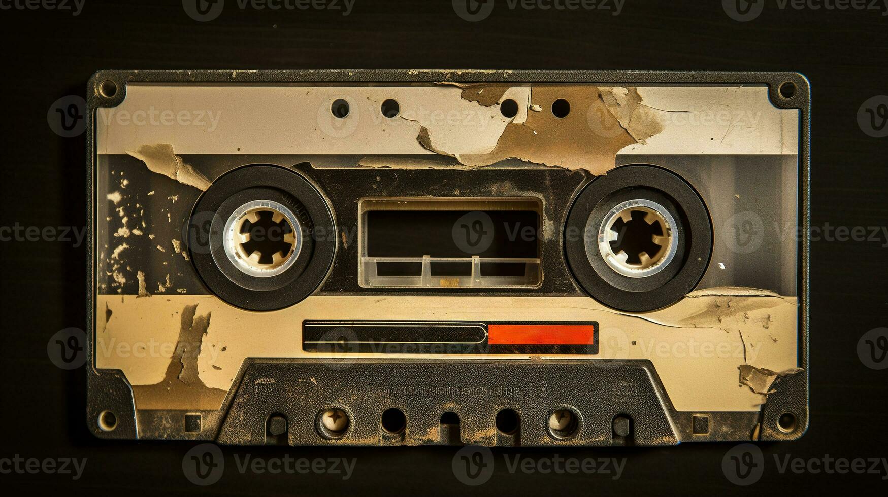 AI generated Generative AI, photo of old audio tape cassette, vintage nostalgic object for the design of the 80s