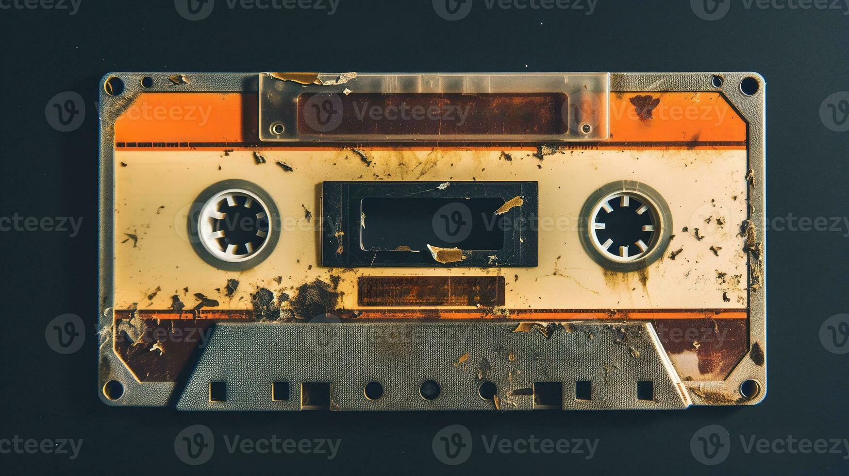 AI generated Generative AI, photo of old audio tape cassette, vintage nostalgic object for the design of the 80s