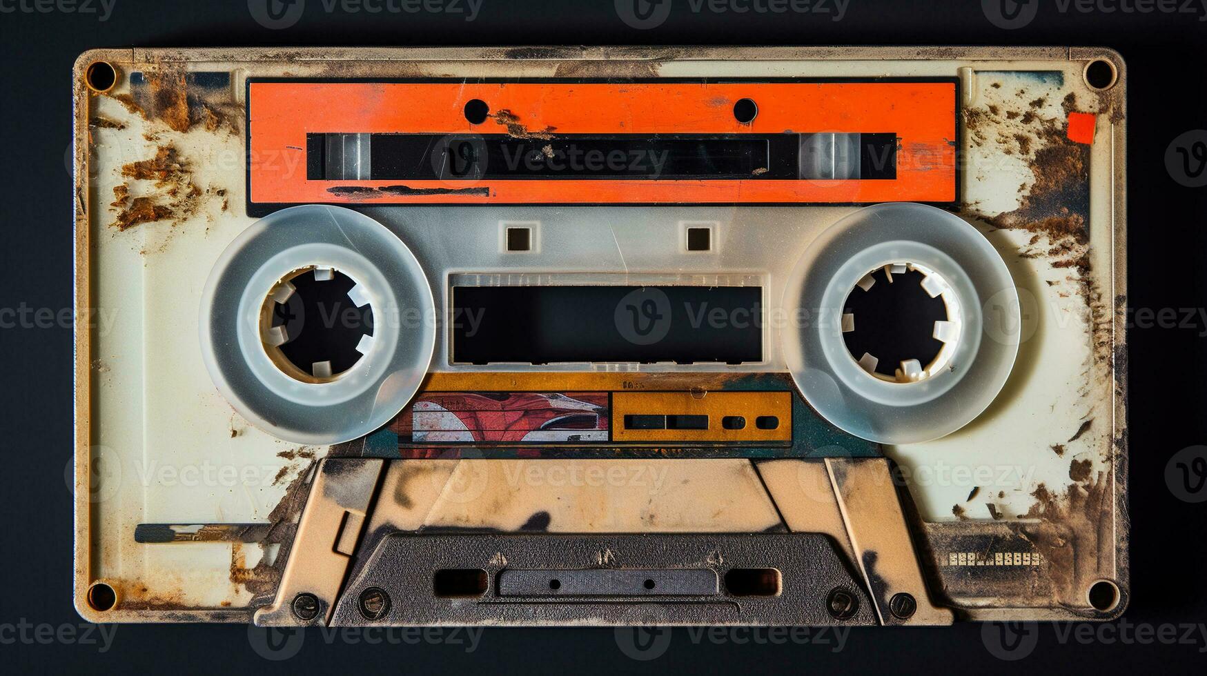 AI generated Generative AI, photo of old audio tape cassette, vintage nostalgic object for the design of the 80s