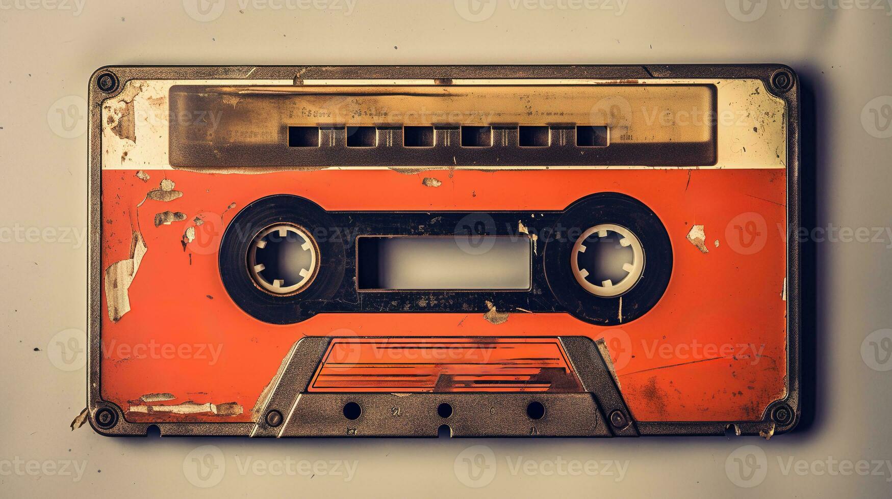 AI generated Generative AI, photo of old audio tape cassette, vintage nostalgic object for the design of the 80s