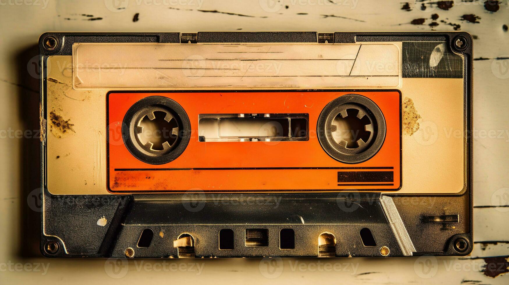 AI generated Generative AI, photo of old audio tape cassette, vintage nostalgic object for the design of the 80s