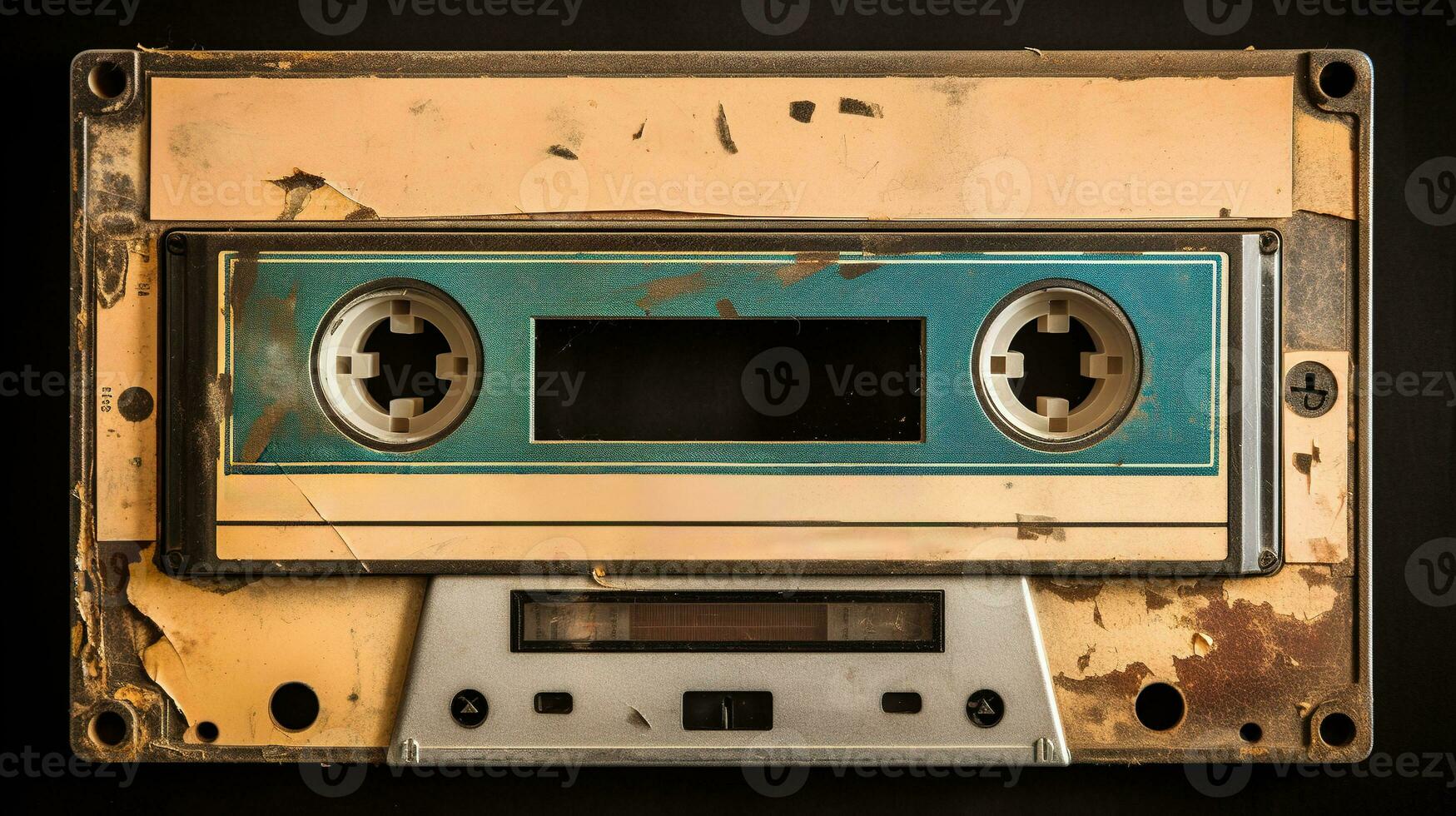 AI generated Generative AI, photo of old audio tape cassette, vintage nostalgic object for the design of the 80s