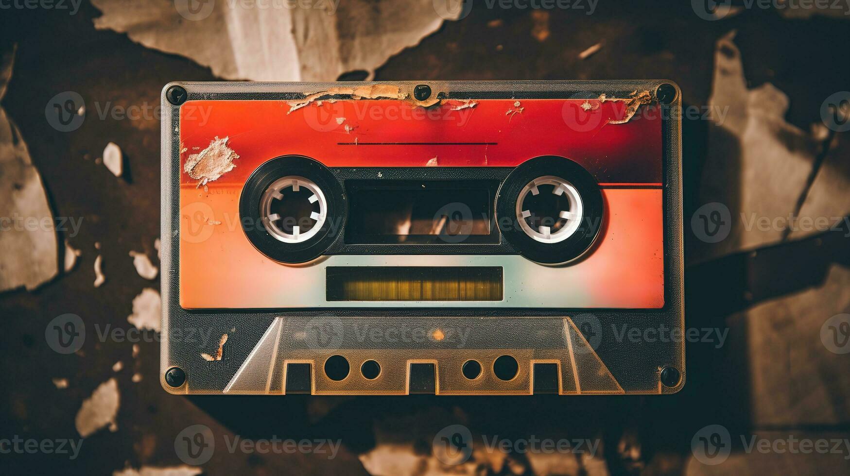 AI generated Generative AI, photo of old audio tape cassette, vintage nostalgic object for the design of the 80s