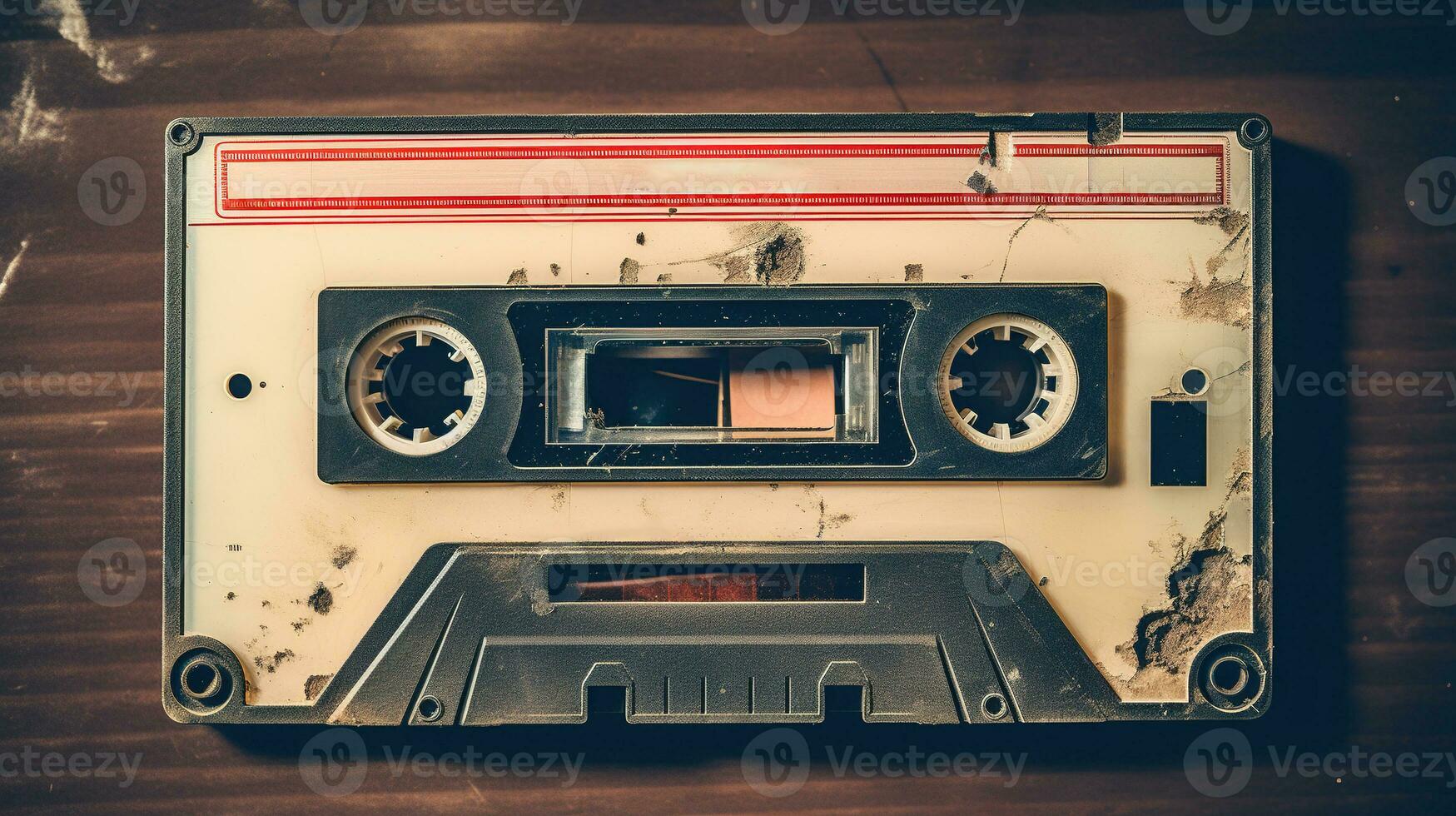 AI generated Generative AI, photo of old audio tape cassette, vintage nostalgic object for the design of the 80s