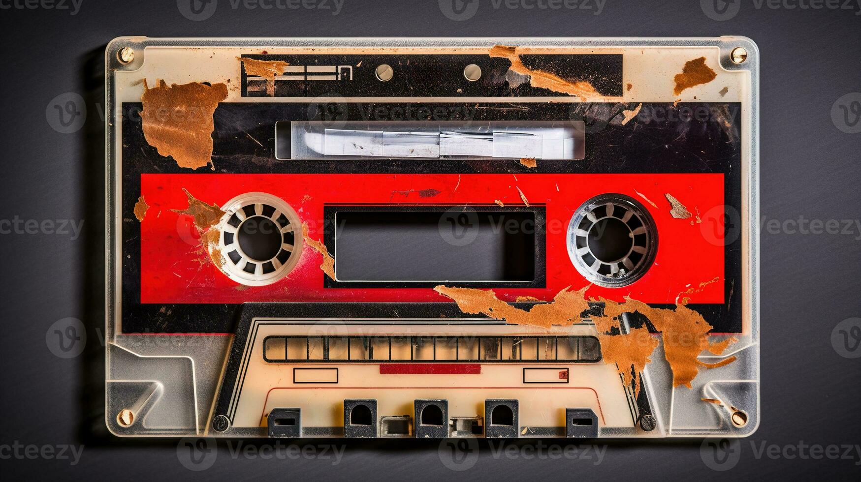 AI generated Generative AI, photo of old audio tape cassette, vintage nostalgic object for the design of the 80s