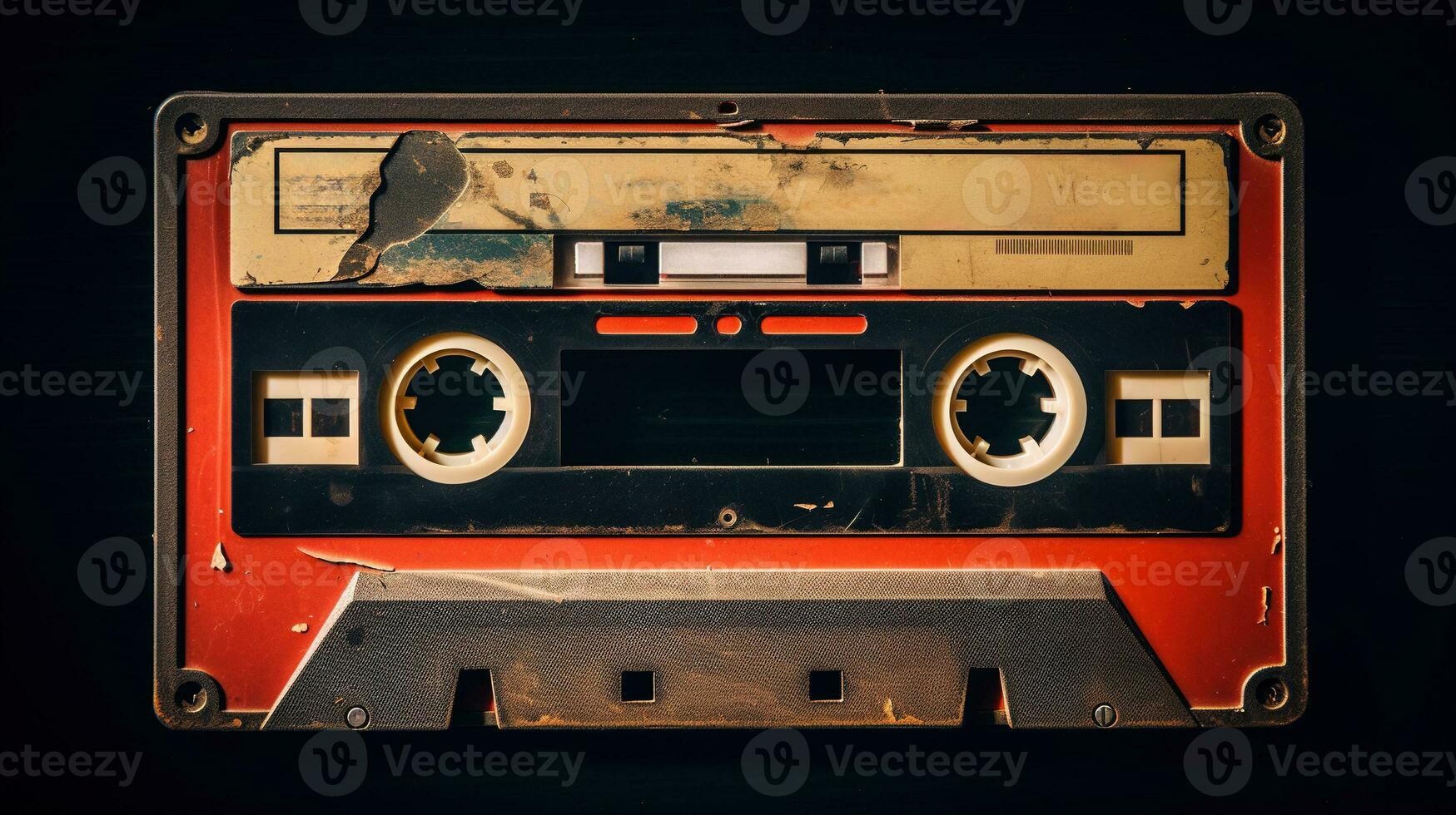 AI generated Generative AI, photo of old audio tape cassette, vintage nostalgic object for the design of the 80s