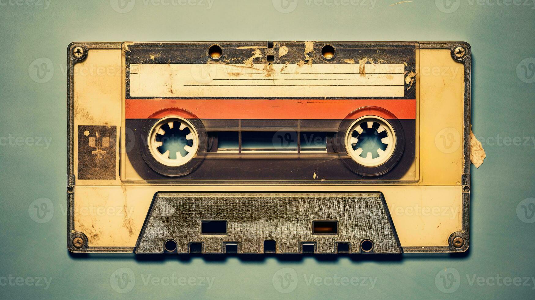 AI generated Generative AI, photo of old audio tape cassette, vintage nostalgic object for the design of the 80s