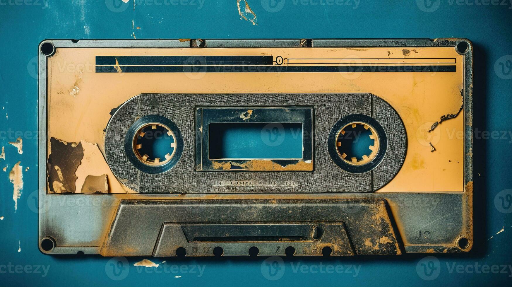 AI generated Generative AI, photo of old audio tape cassette, vintage nostalgic object for the design of the 80s