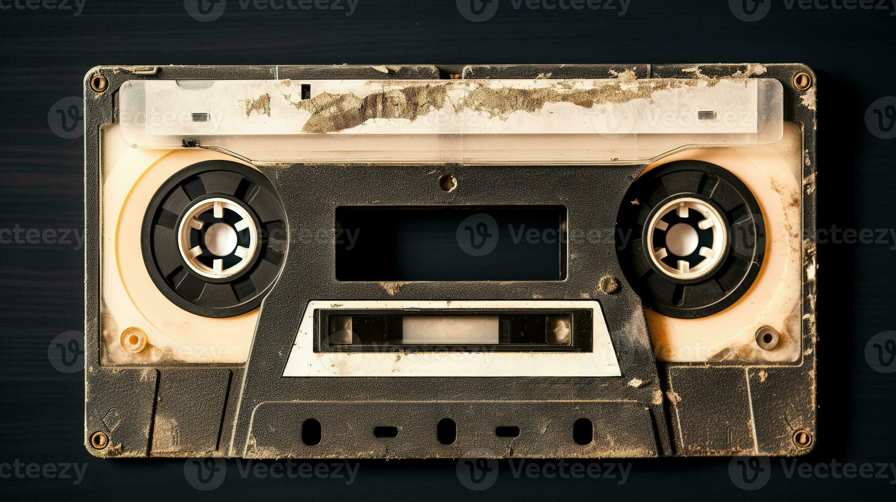 AI generated Generative AI, photo of old audio tape cassette, vintage nostalgic object for the design of the 80s