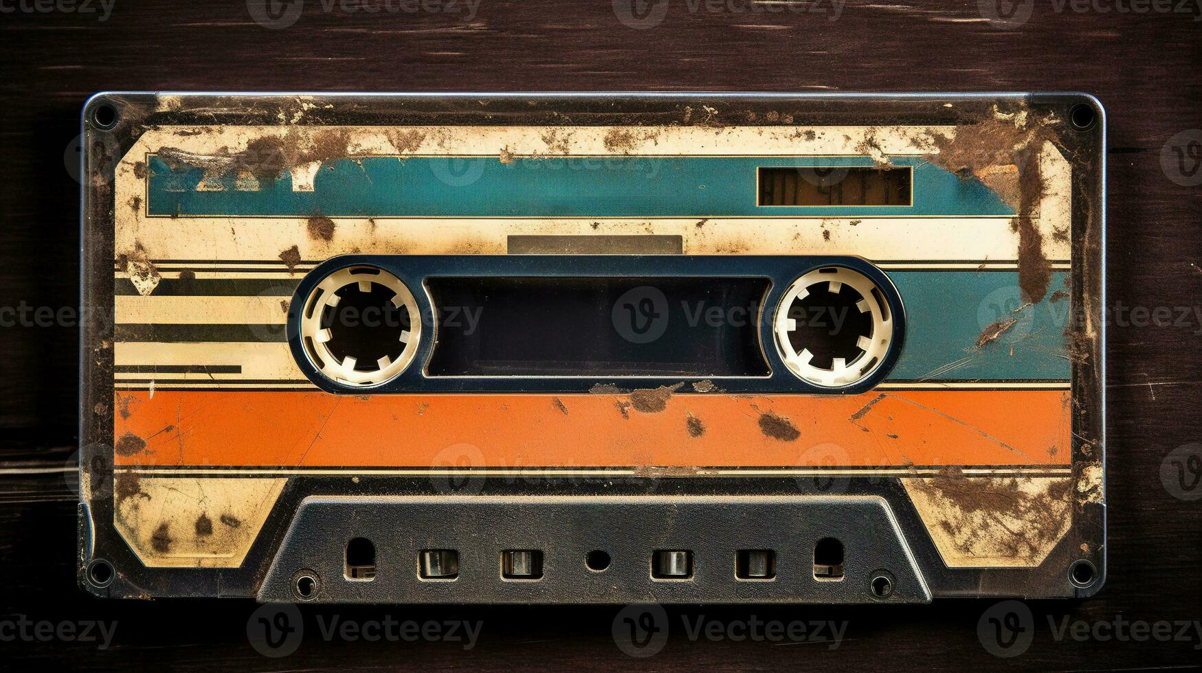 AI generated Generative AI, photo of old audio tape cassette, vintage nostalgic object for the design of the 80s