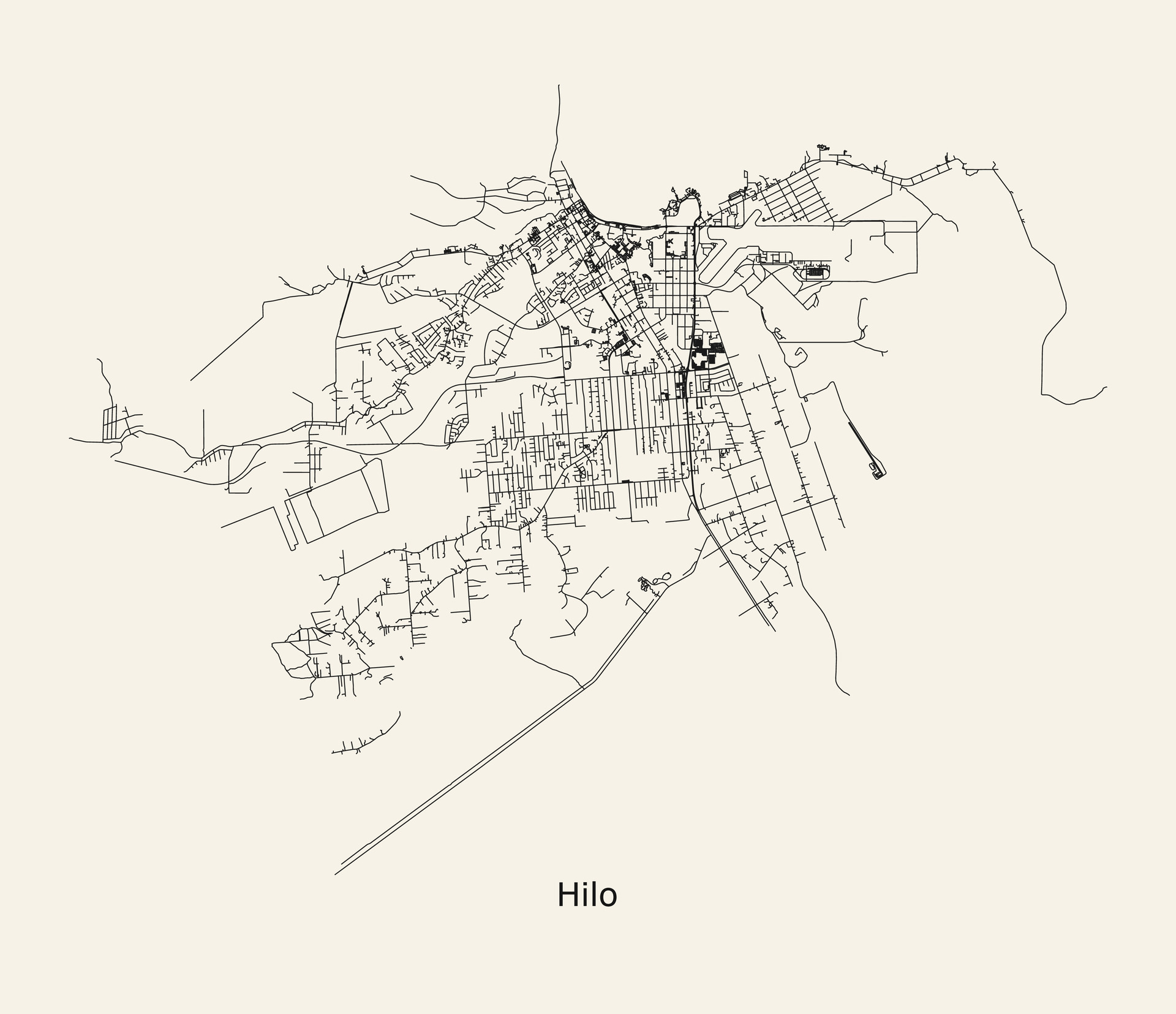 Vector road city map Hilo, Hawaii, USA 35149776 Vector Art at Vecteezy