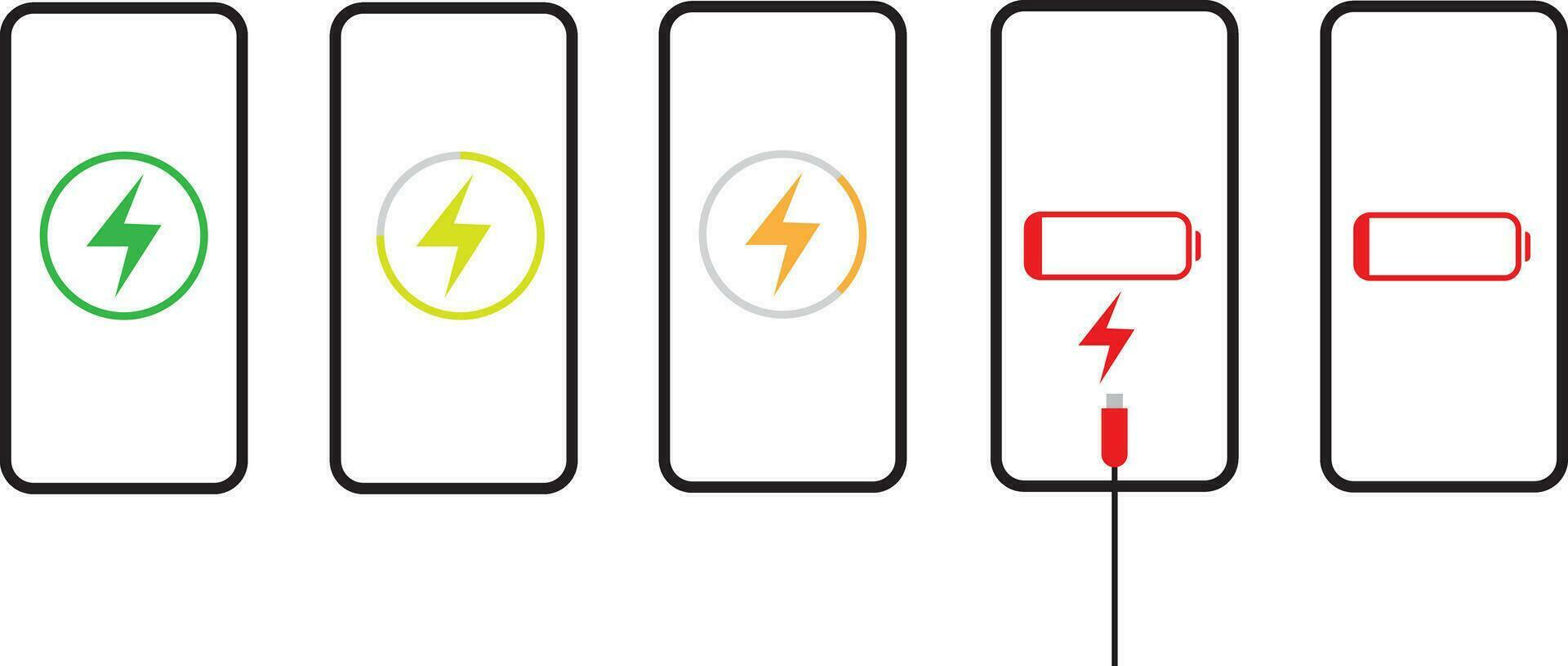 Charger for charging smartphones. Connected. vector