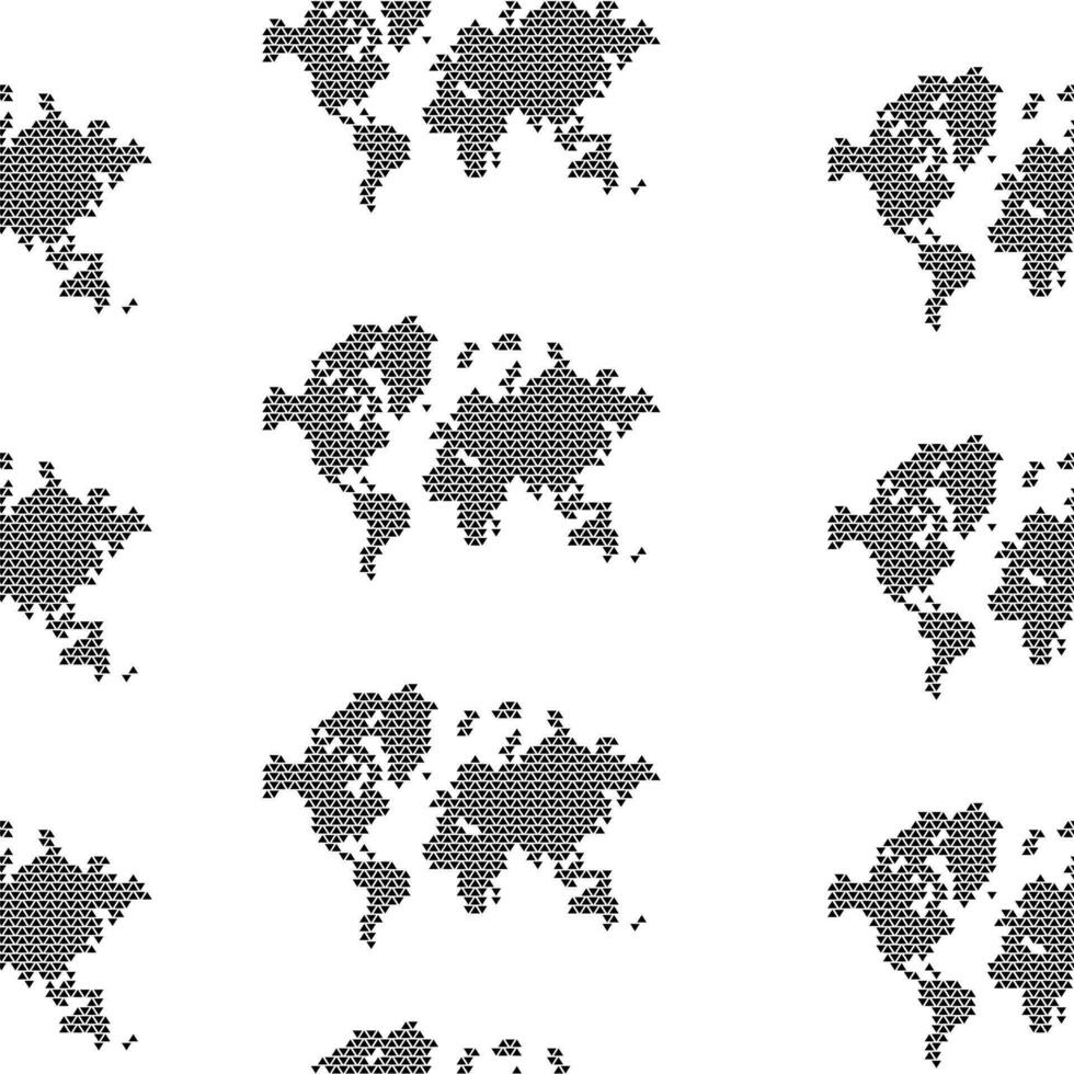 Vector seamless pattern of the map of the world. Template for prints, wallpapers about traveling. Triangle shapes.