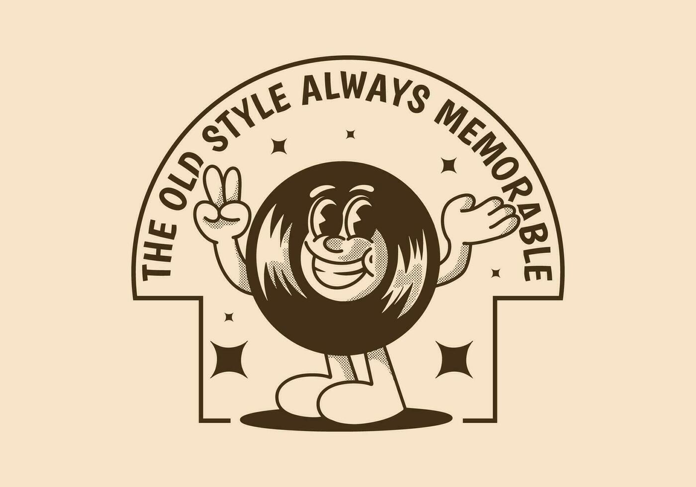 The old style always memorable. Character illustration of vinyl with happy expression vector