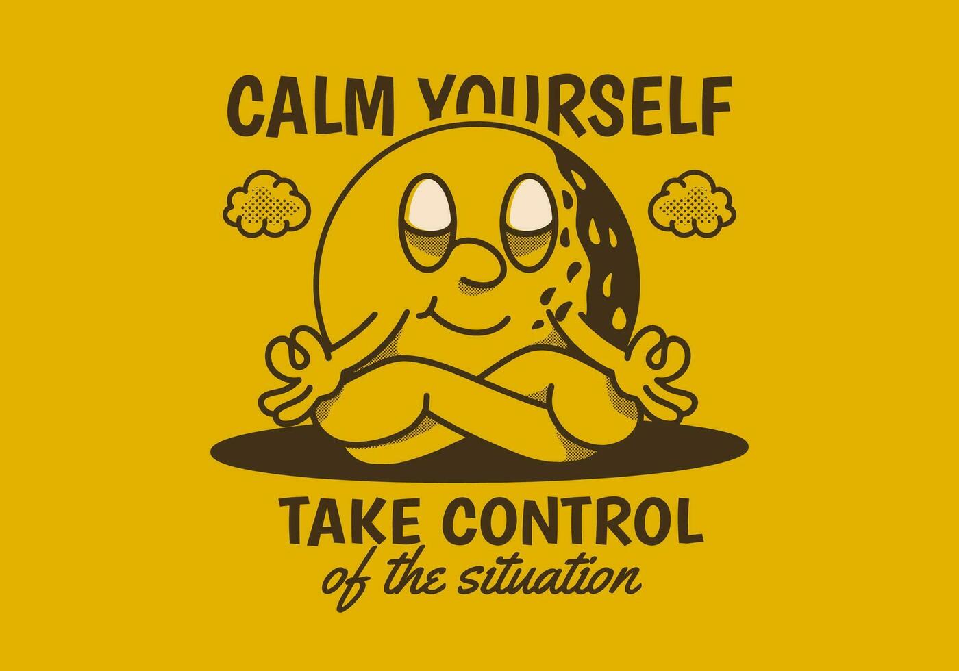 Calm yourself, take control of the situation. Mascot character of golf ball in meditation pose vector