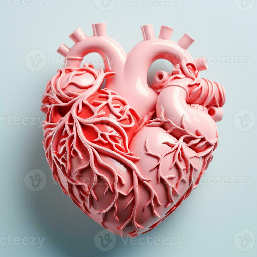 AI generated Realistic heart on a light background - AI Generated Image photo