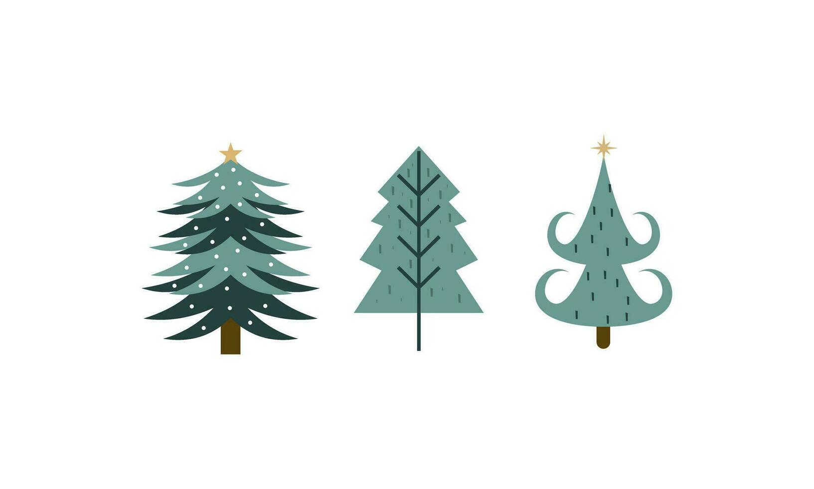colección de Navidad arboles con decoraciones vistoso vector ilustración en plano dibujos animados estilo