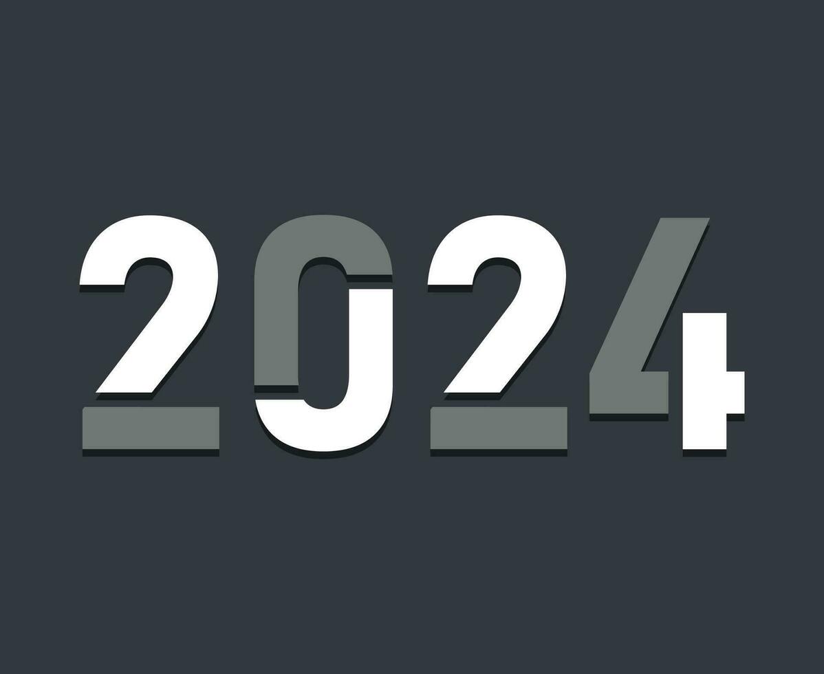 contento nuevo año 2024 resumen gris y blanco gráfico diseño vector logo símbolo ilustración