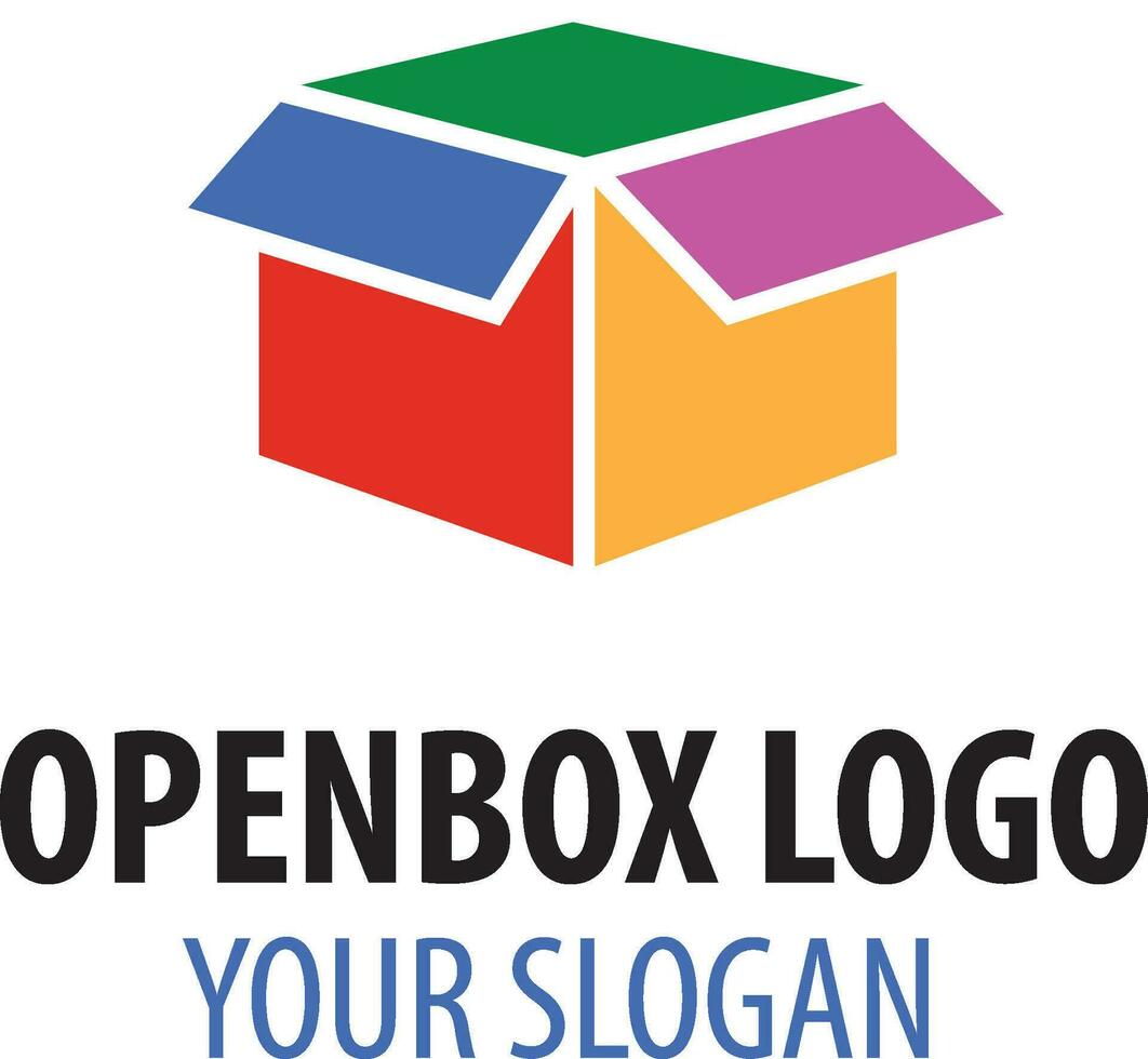 diseño de logotipo de caja colorida vector