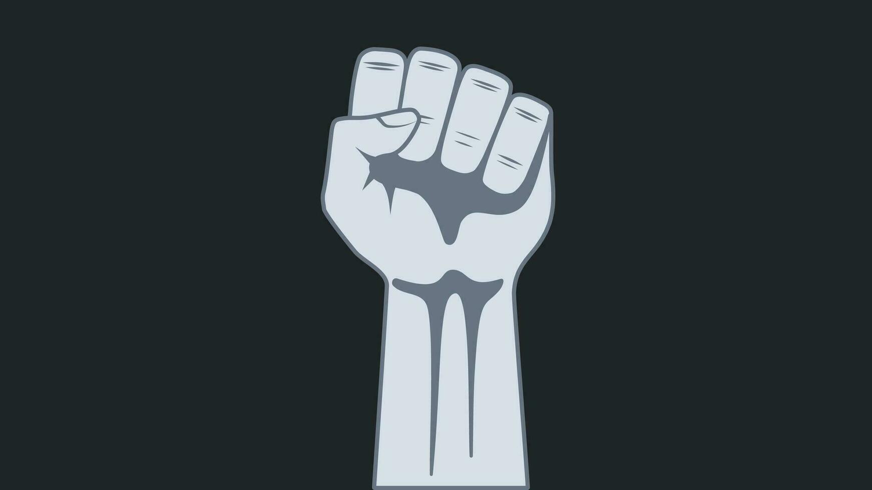 A clenched fist is a symbol of protest and struggle for rights isolated on a black background vector