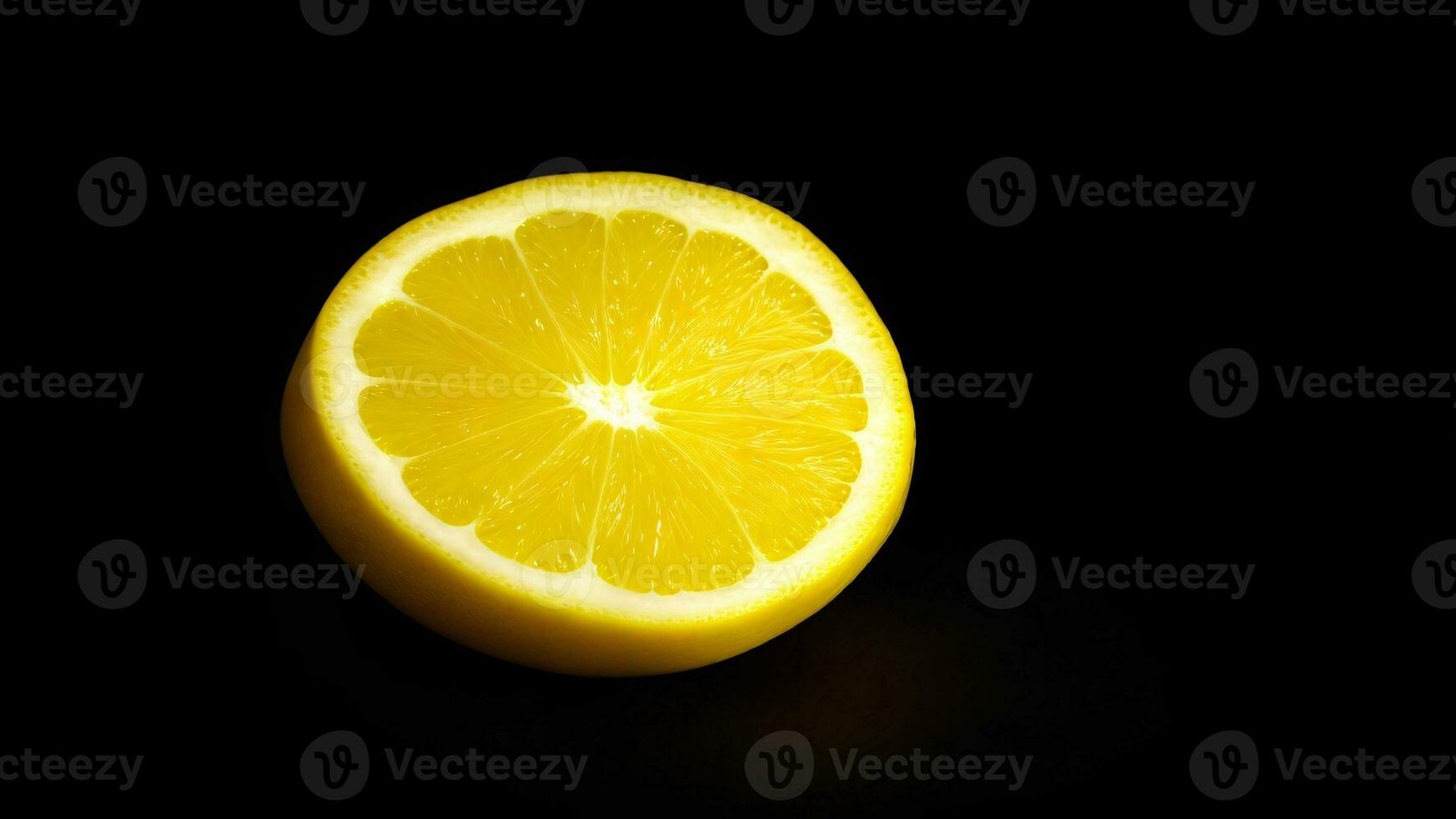AI generated Lemon citrus fruit isolated on black background photo