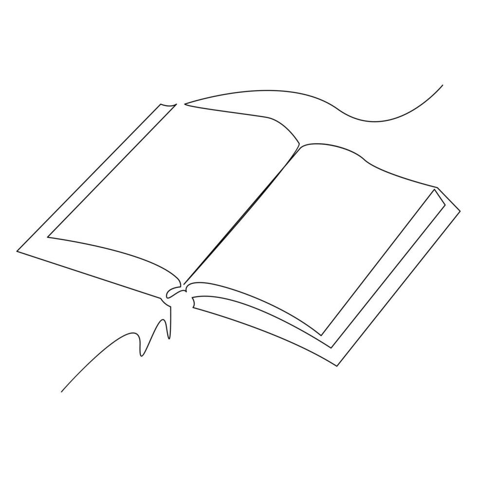 Book one line continuous outline vector art drawing and simple minimalist design