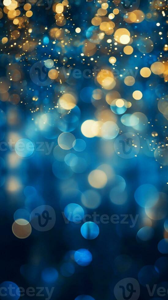 AI generated AI Generated abstract blurry sparkling background with golden star foil particles for Christmas holiday design concept. photo