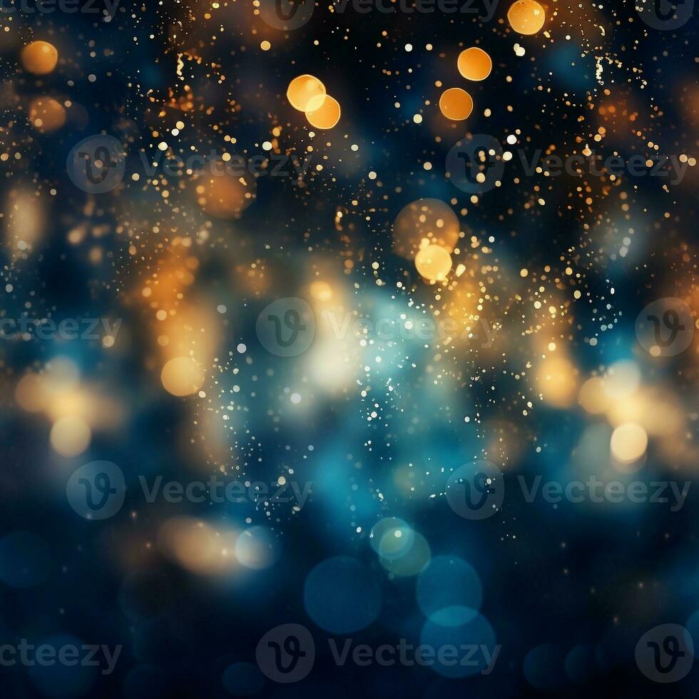 AI generated AI Generated abstract blurry sparkling background with golden star foil particles for Christmas holiday design concept. photo