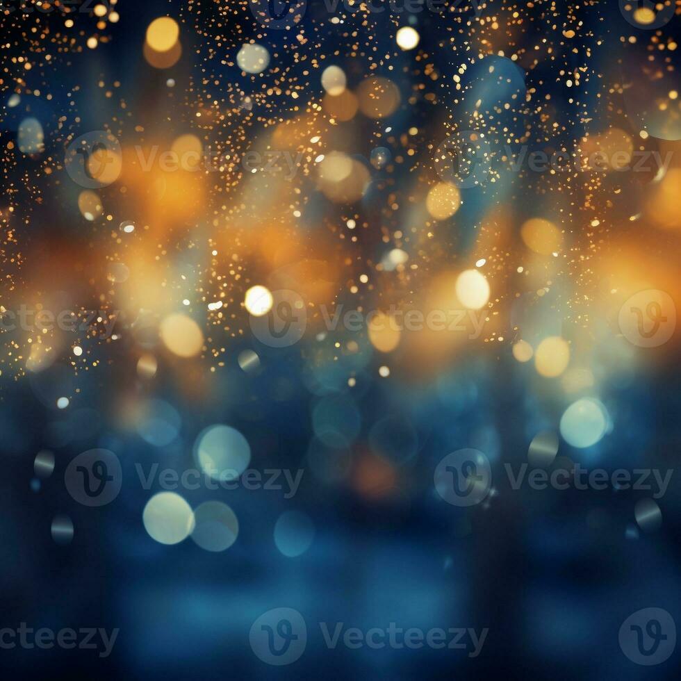 AI generated AI Generated abstract blurry sparkling background with golden star foil particles for Christmas holiday design concept. photo