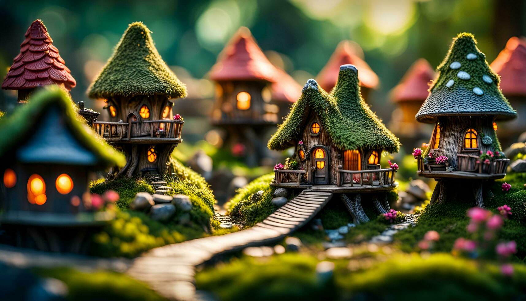 AI generated cute fairy village photo