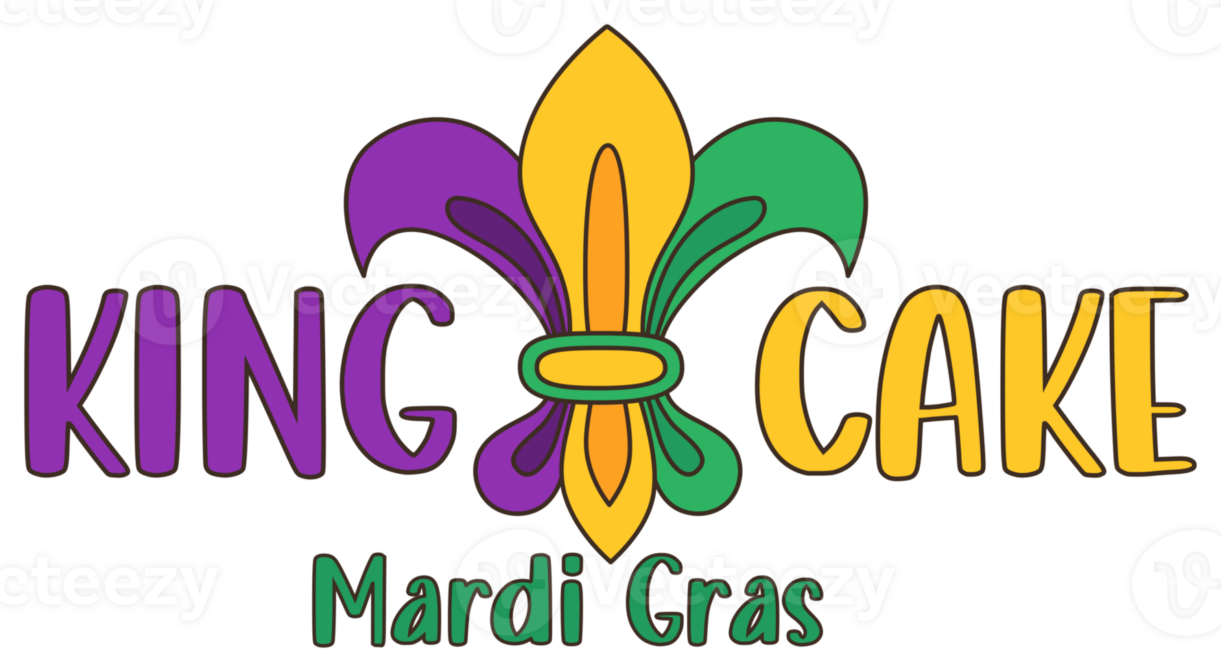 sticker slogan king cake Mardi Gras png