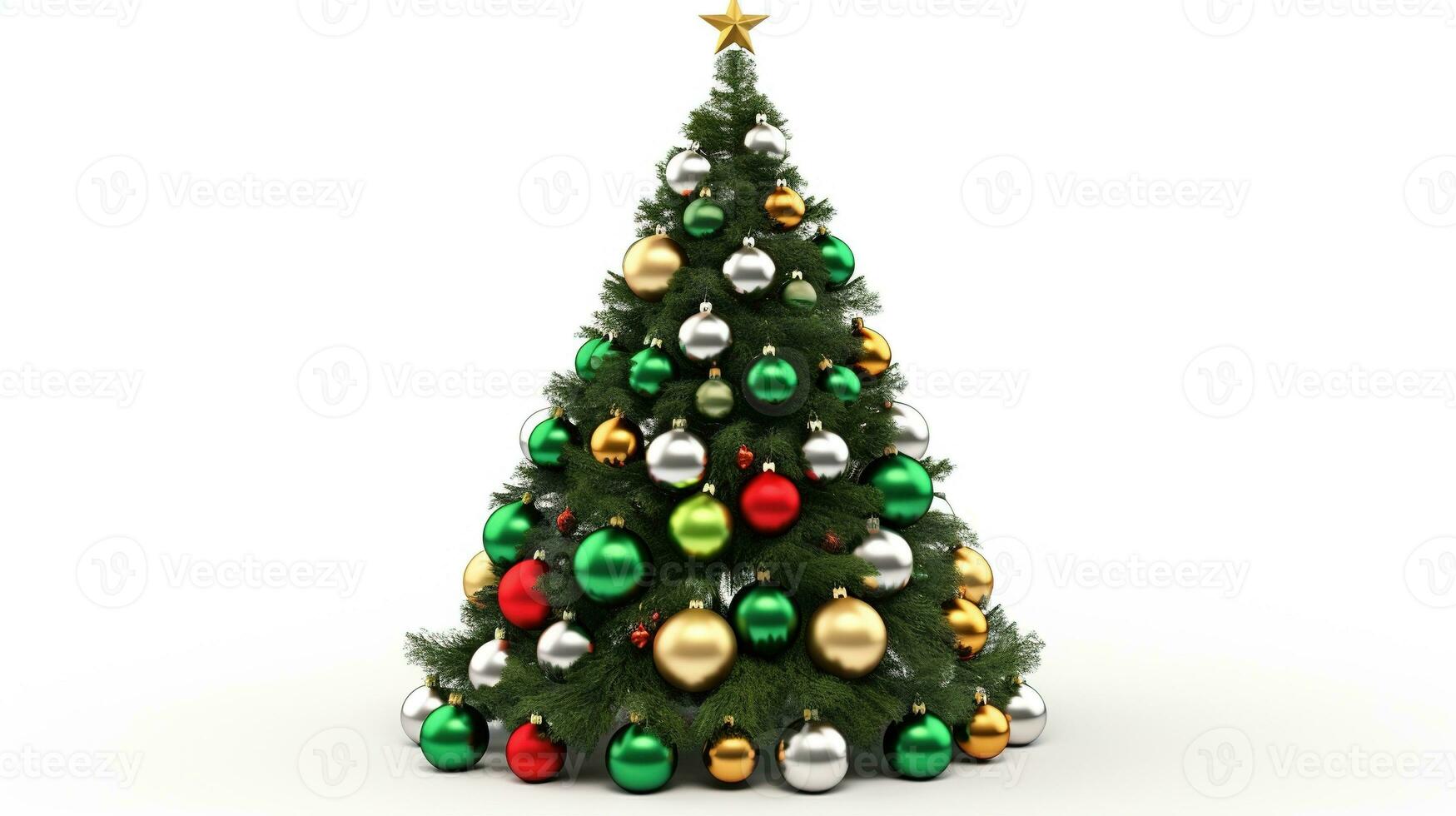 AI generated Christmas Tree with Decorations Isolated on the White Background photo