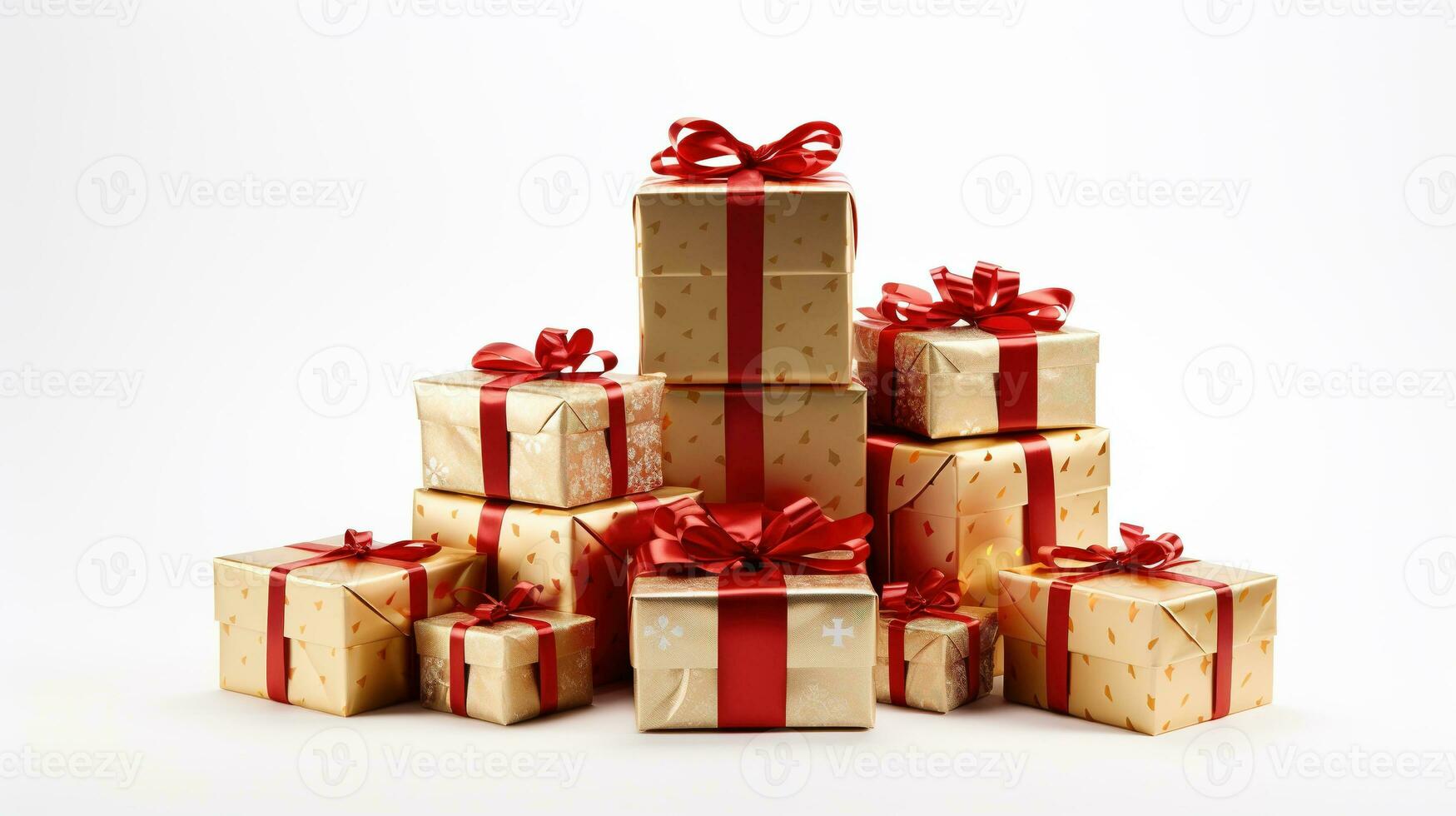 AI generated Christmas Gifts Isolated on the White Background photo
