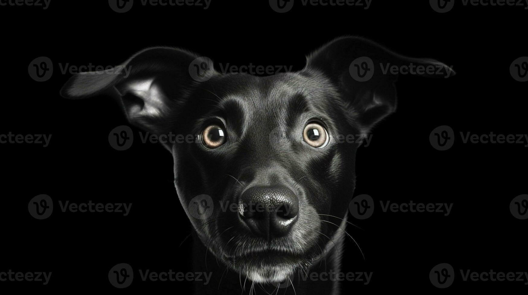 AI generated Surprised Dog with Big Eyes Isolated on the Minimalist Background photo