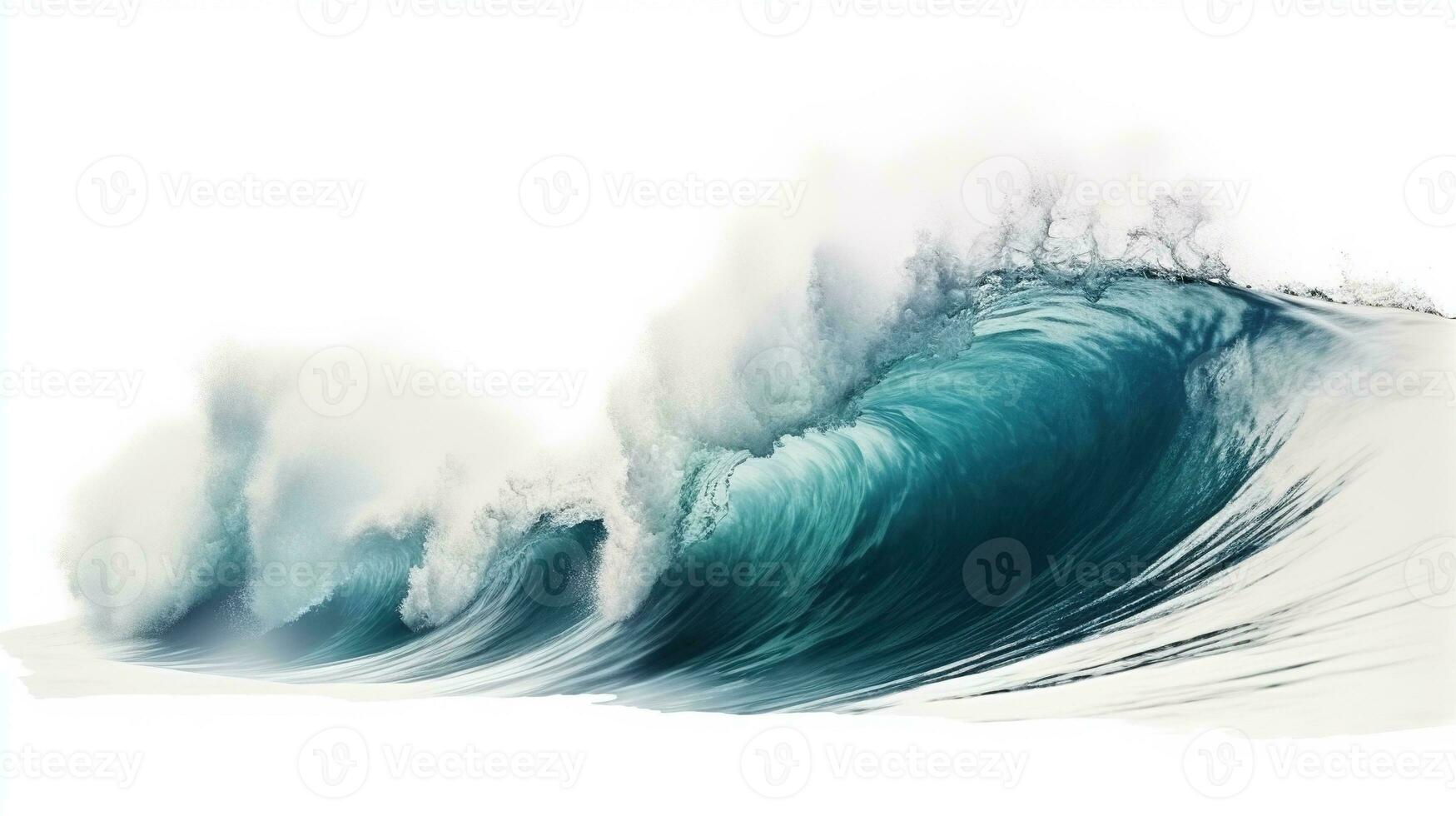 AI generated Huge Stormy Sea Wave Isolated on the White Background photo