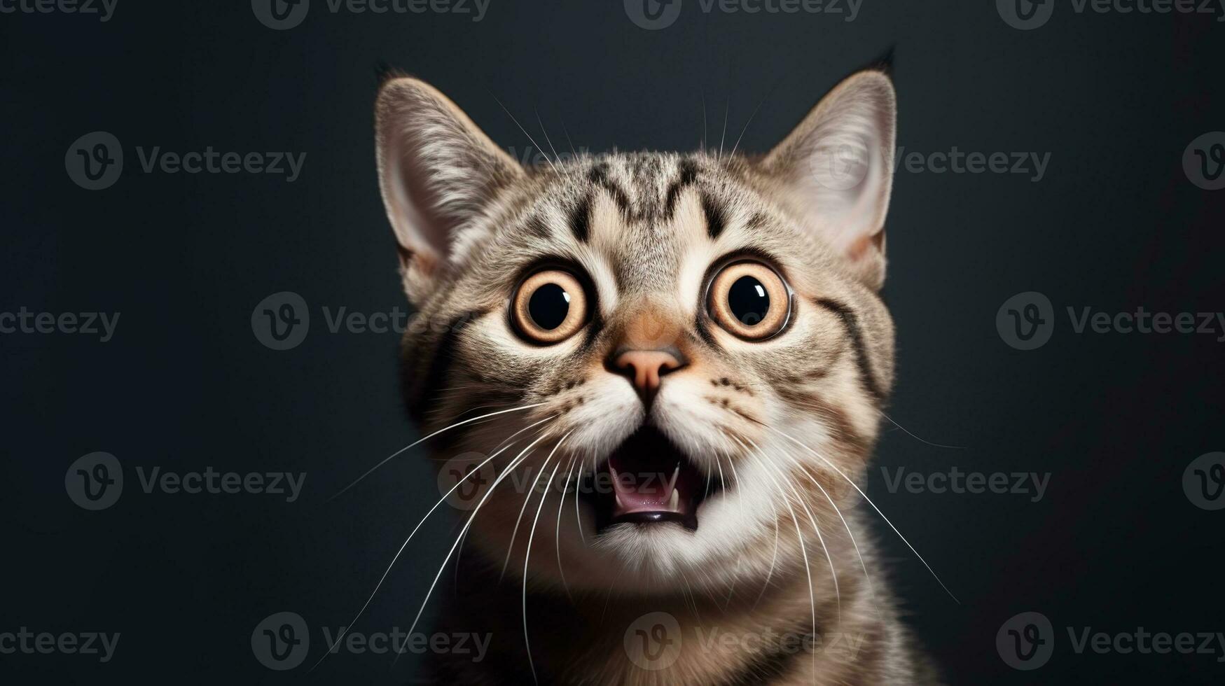 AI generated Surprised Cat with Big Eyes Isolated on the Minimalist Background photo