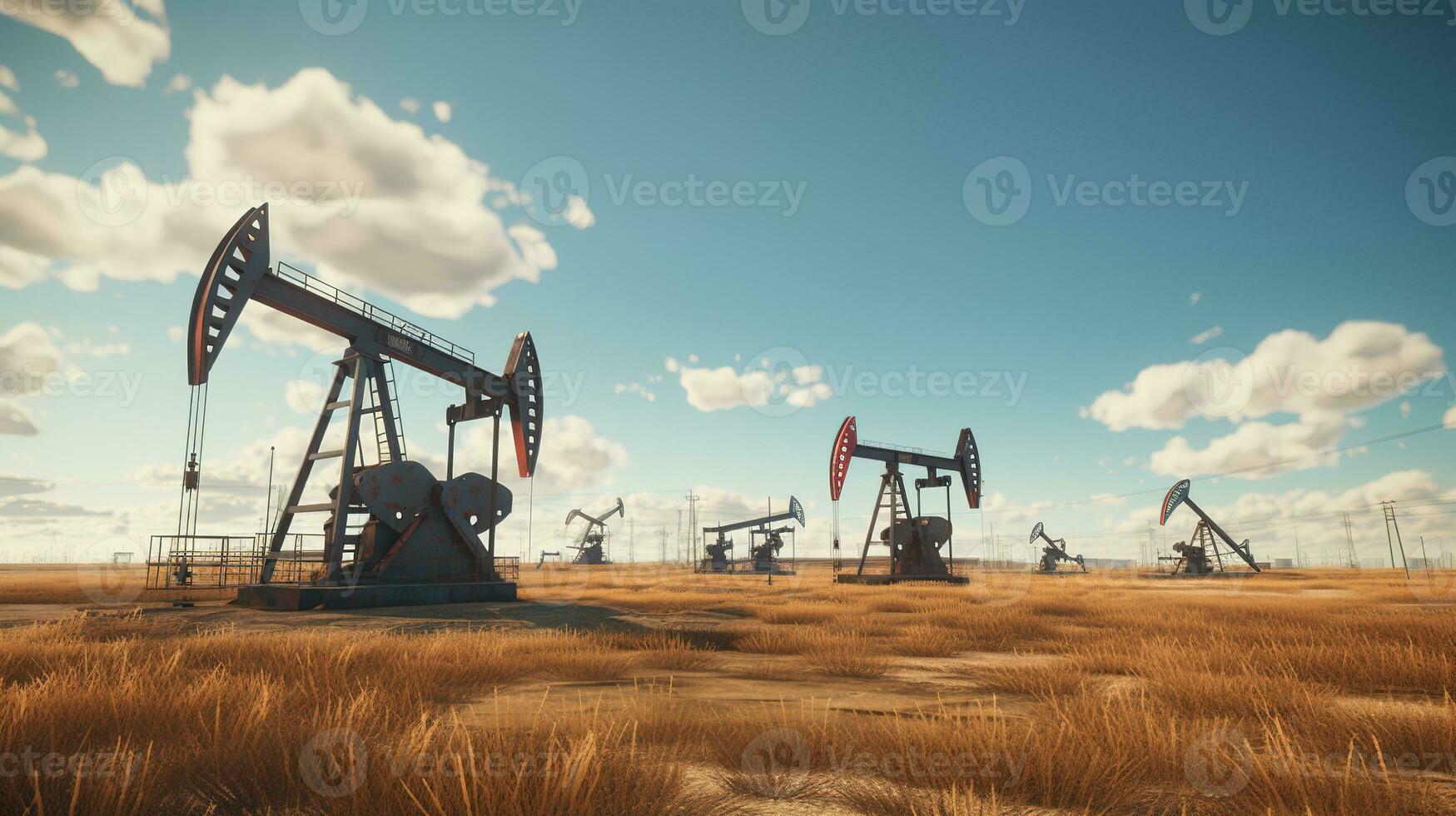 AI generated Oil Pumps with Blue Sky photo