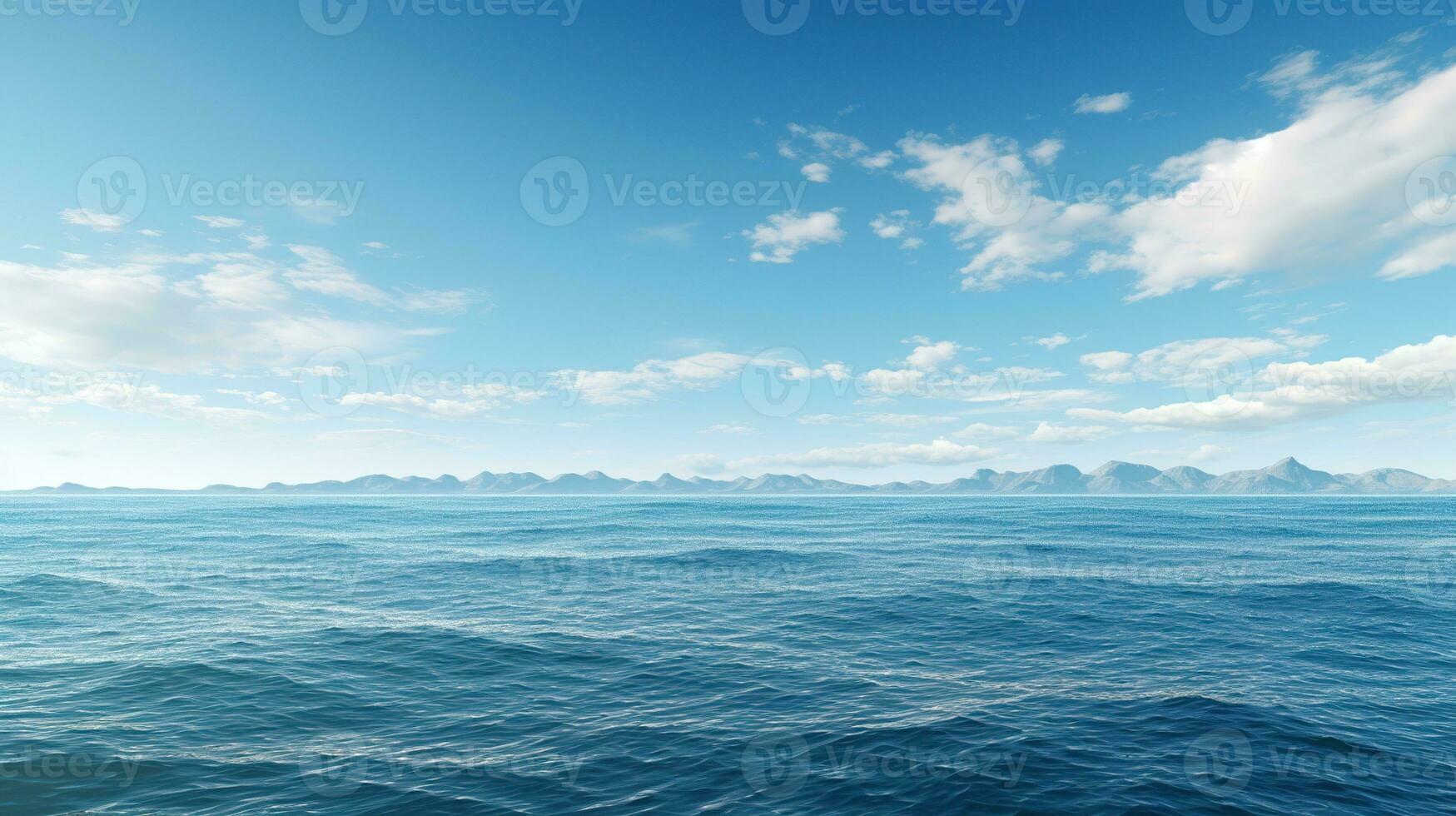 AI generated Seascape with A Wide Horizon and Blue Sky photo