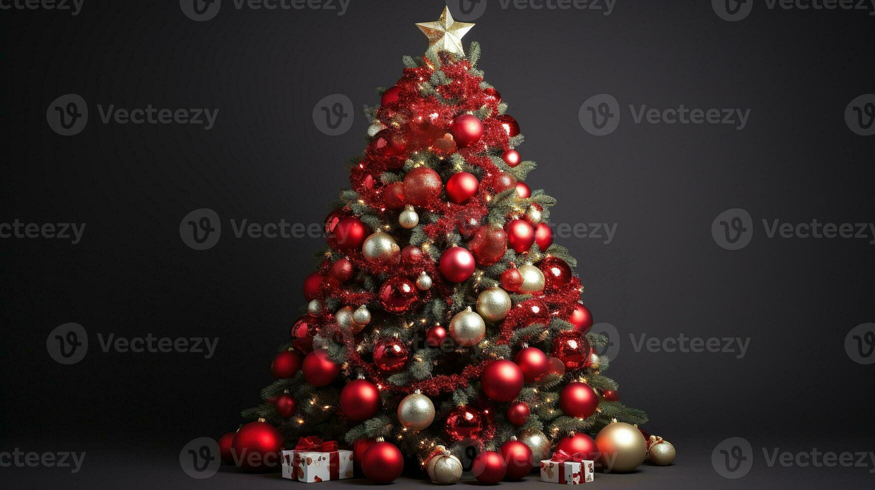 AI generated Christmas Tree with Decorations Isolated on the White Background photo