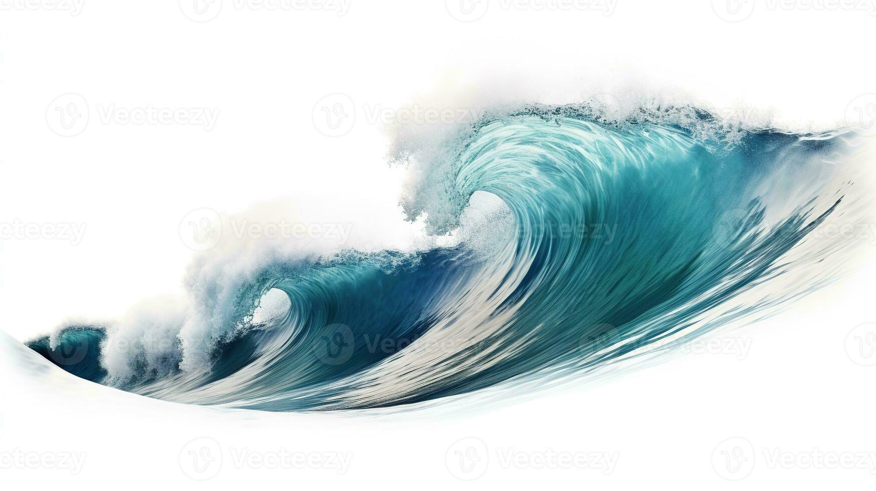 AI generated Huge Stormy Sea Wave Isolated on the White Background photo