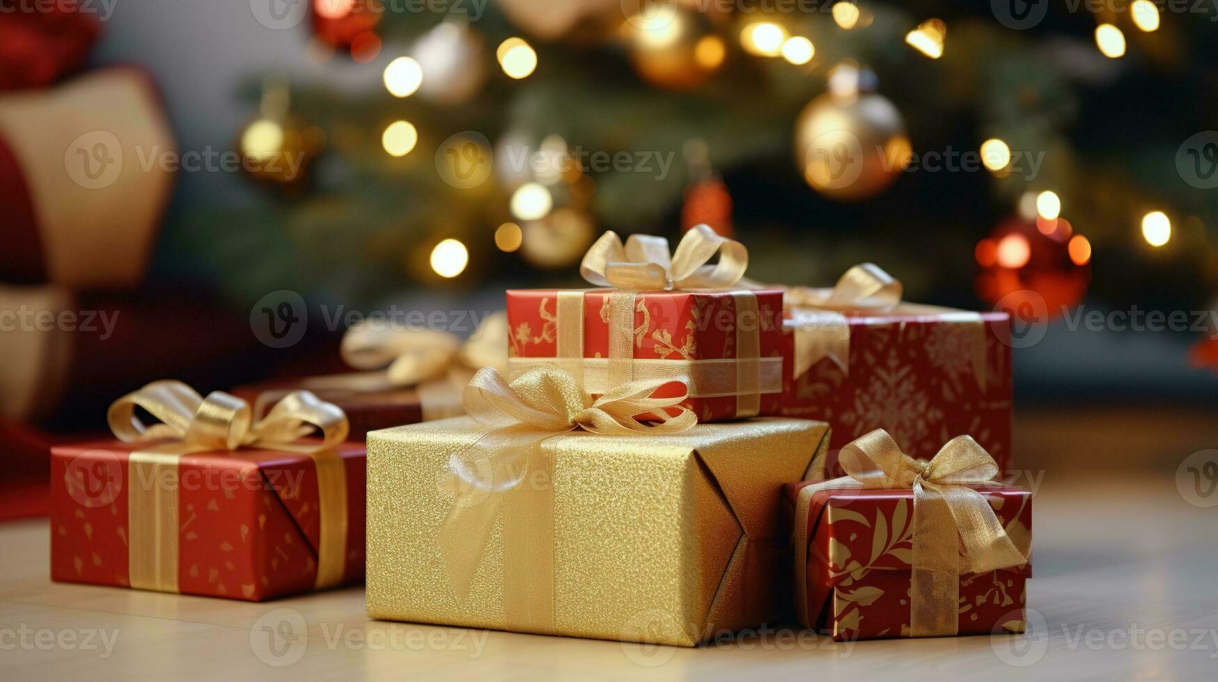 AI generated Christmas Gifts Isolated on the White Background photo