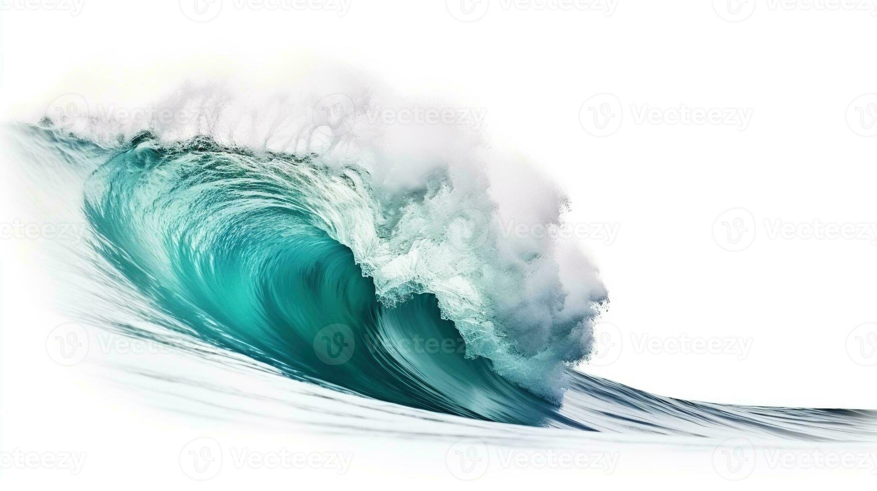 AI generated Huge Stormy Sea Wave Isolated on the White Background photo