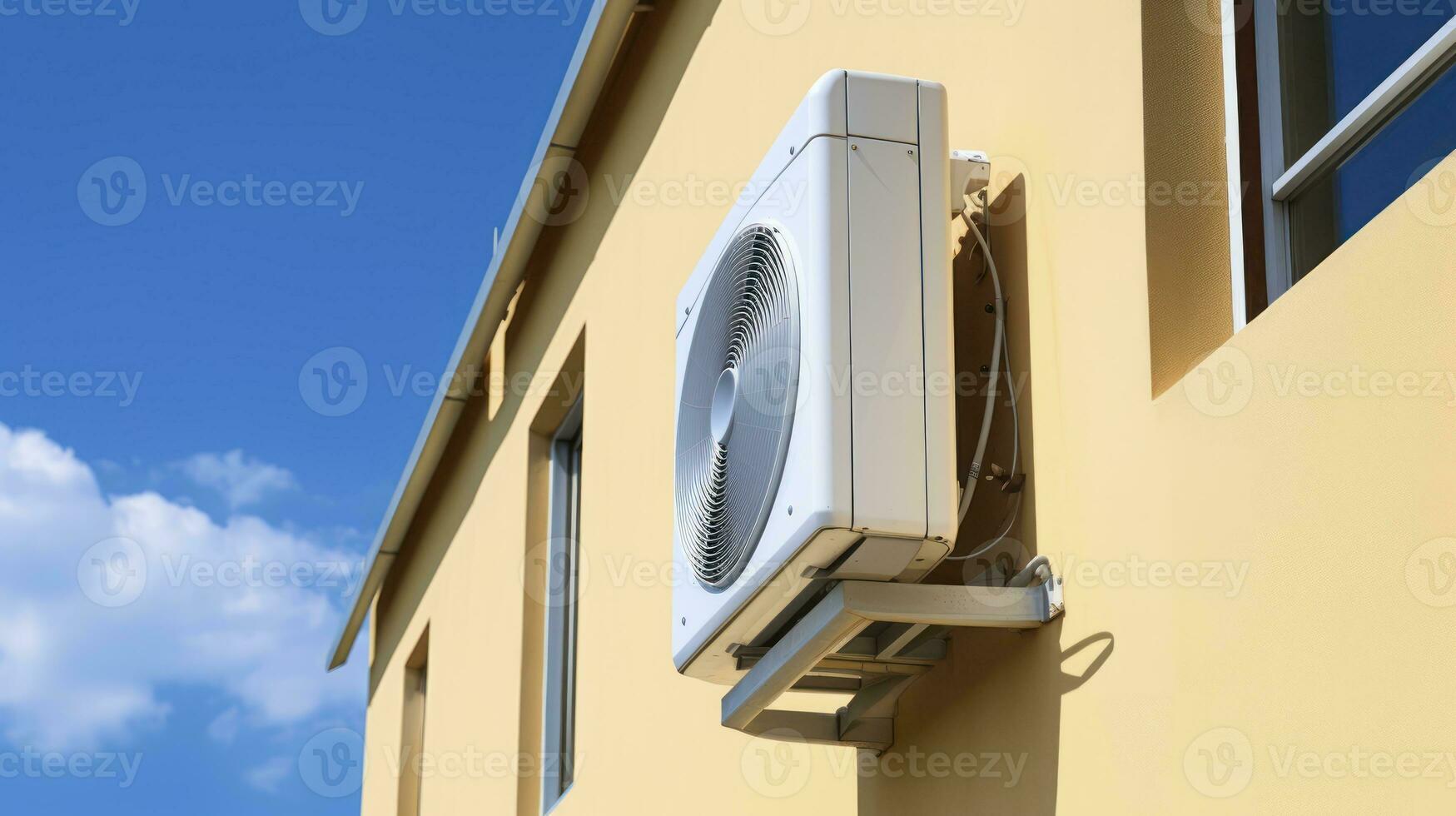 AI generated Sleek and Functional - The Strategic Placement of an Air Conditioning Unit on the Wall photo