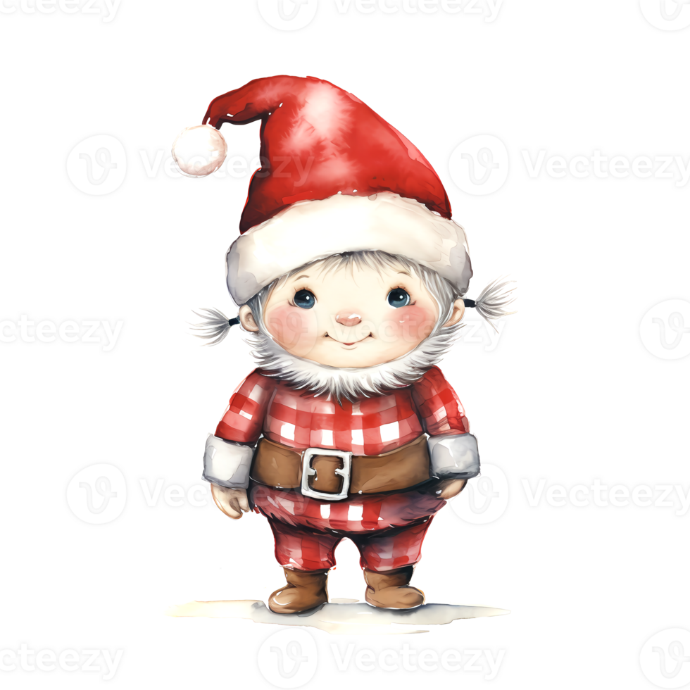 AI generated Watercolor Christmas Gnome. Clipart. AI generated. png
