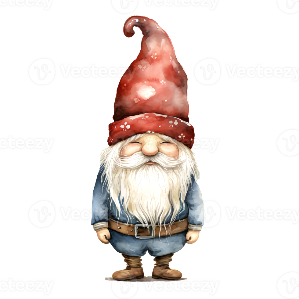 AI generated Watercolor Christmas Gnome. Clipart. AI generated. png