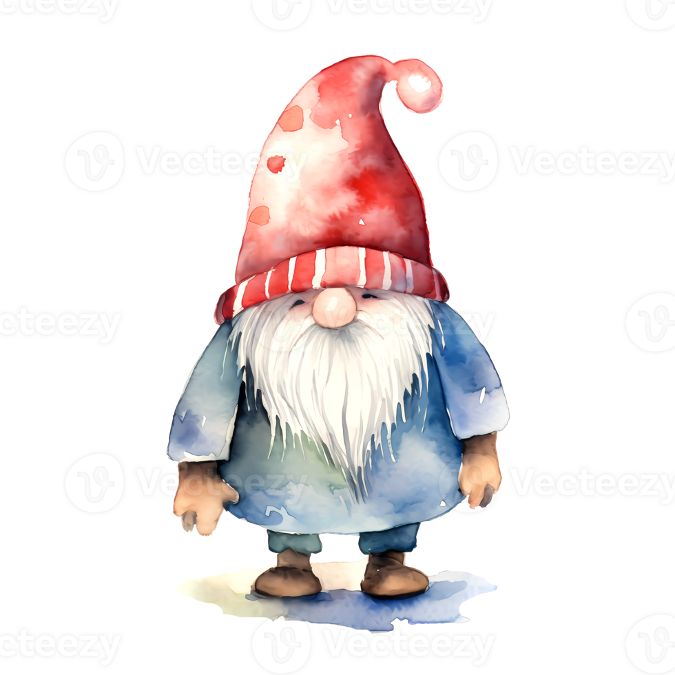 AI generated Watercolor Christmas Gnome. Clipart. AI generated. png