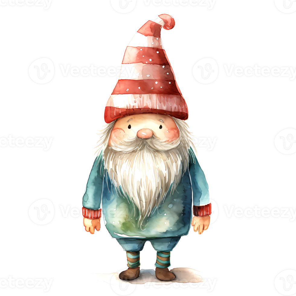 AI generated Watercolor Christmas Gnome. Clipart. AI generated. png