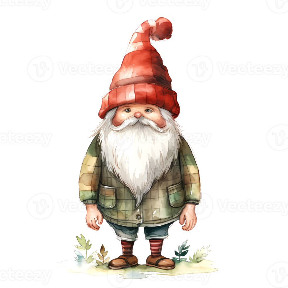 AI generated Watercolor Christmas Gnome. Clipart. AI generated. png